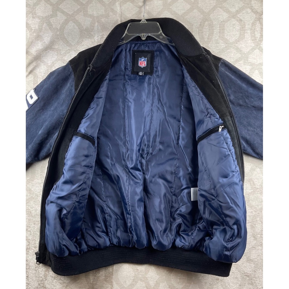NFL G-III New England Patriots Men M Suede Leather Varsity Bomber Jacket Black - Picture 7 of 10